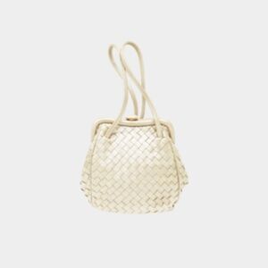 BOTTEGA VENETA 1990S SILVER INTRECCIATO TASSEL HAND BAG